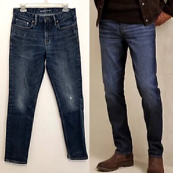 Banana Republic Other - BANANA REPUBLIC Legacy Mens Dark Wash Ripped Slim or Skinny Jeans 30x30 W30 L30